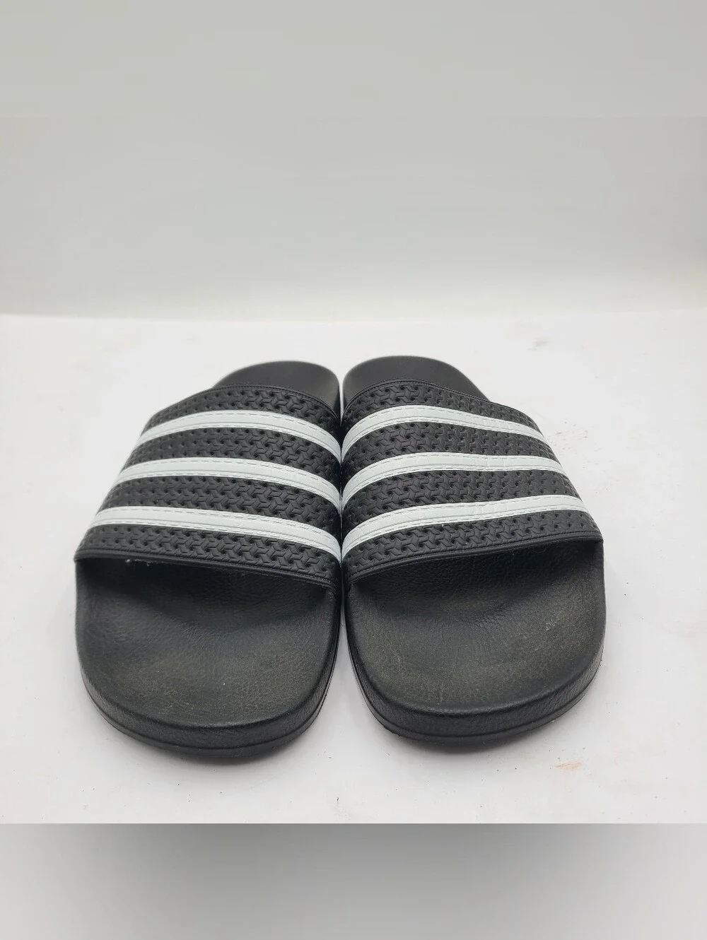 B46 Adidas Mens Adilette 280647 Black White Slip-On Slide Sandals Size 13